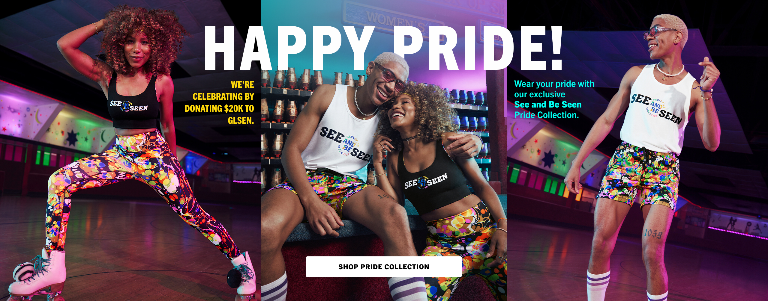 Happy Pride! We're celebrating by donating $20K to GLSEN. Wear your Pride with our exclusive See and Be Seen Pride Collection. Take the quiz to shop the Pride collection.