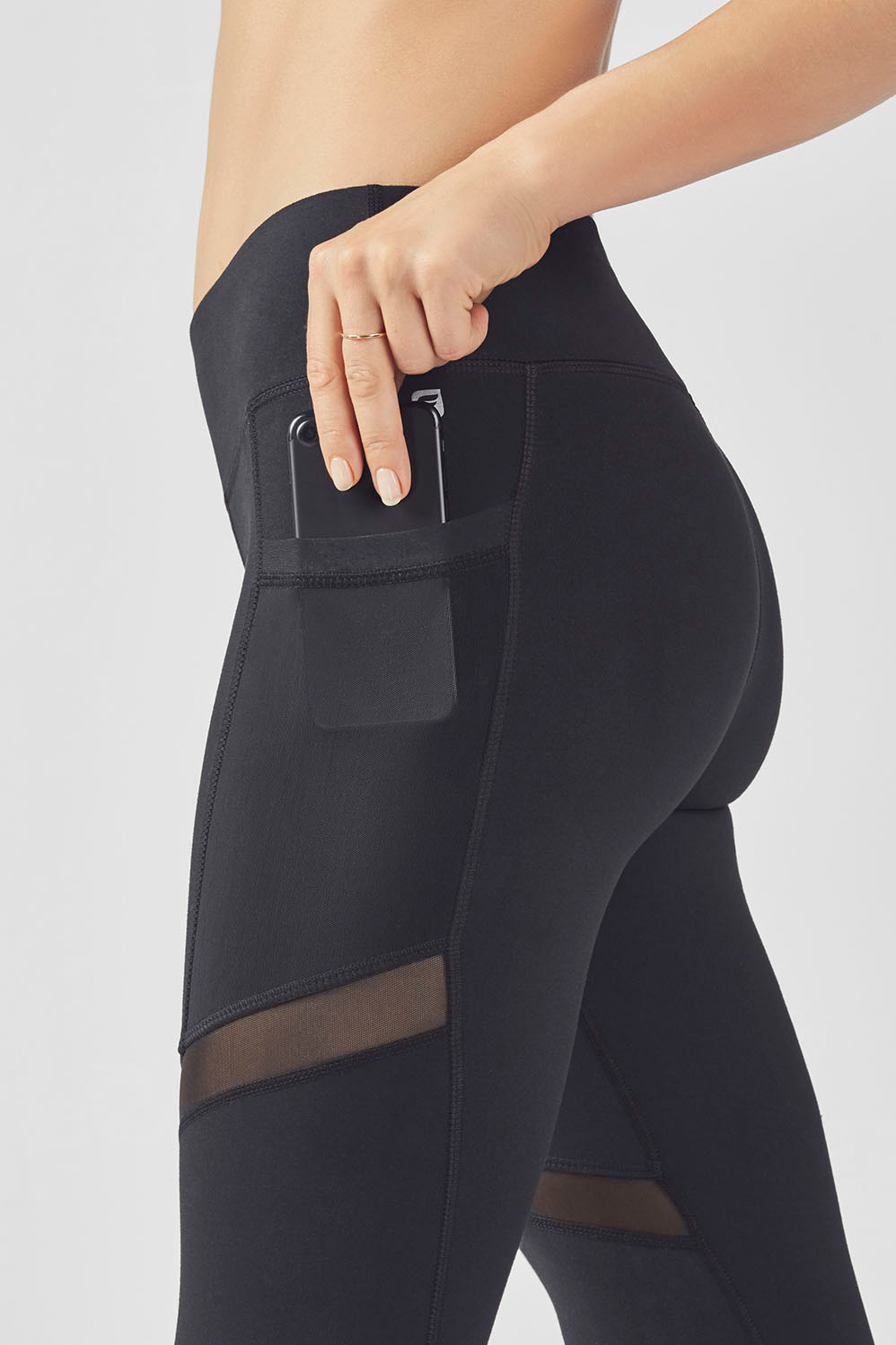 black mesh leggings with pockets
